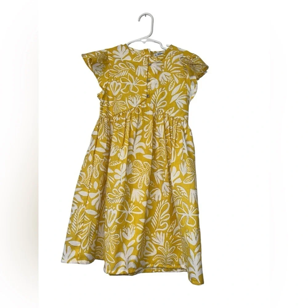 Mayoral Yellow and White Metallic thread Floral Kids Dress Sz 8 NWT - Picture 1 of 3